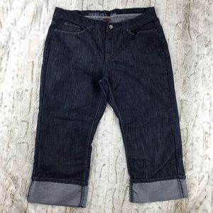 [Merona] Dark Denim Jean Copped Pants Size 16R Womens Bottoms Blue Jeans
